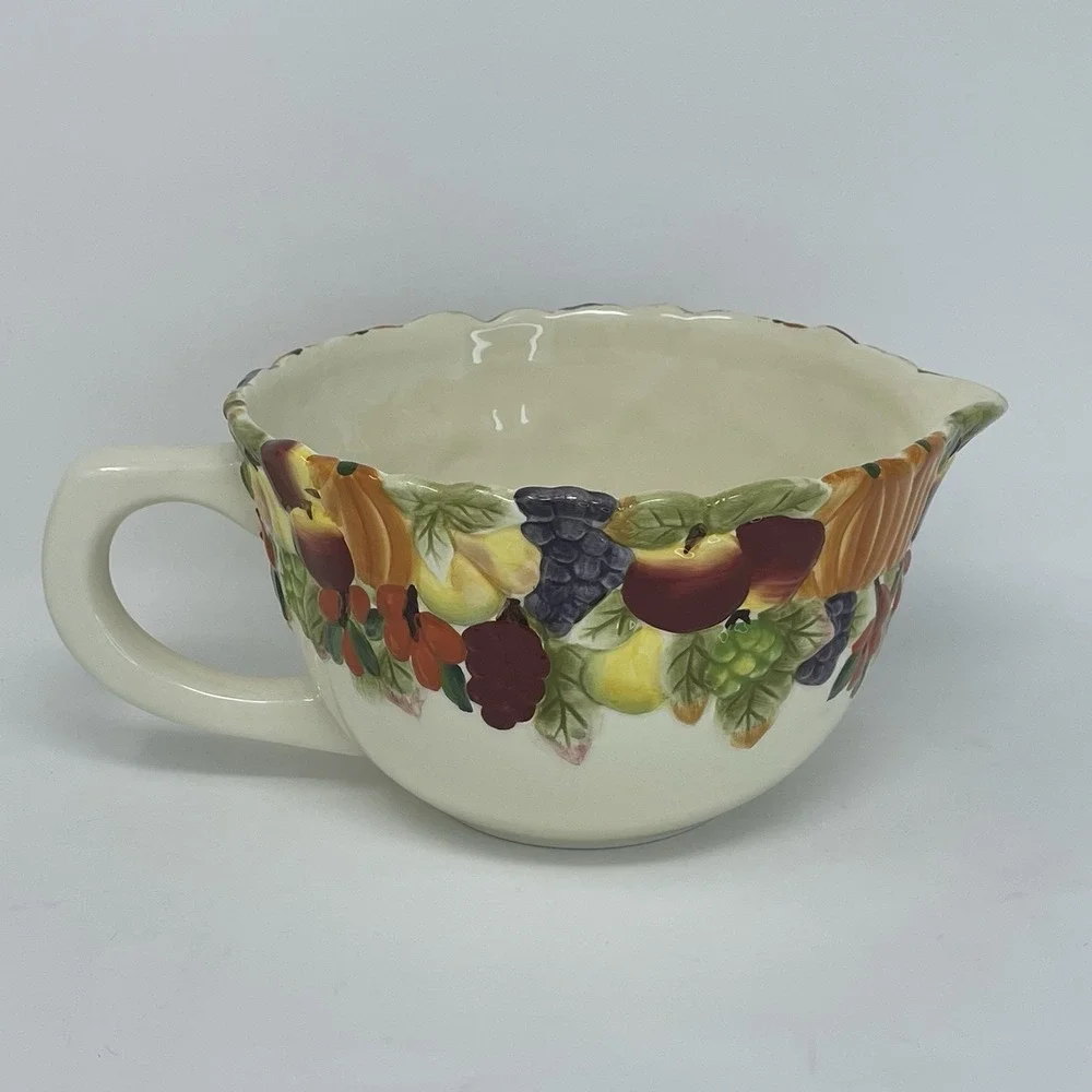 Harry David‎ Embossed Pitcher Serving Bowl 2007 Painted Fall Fruit Thanksgiving